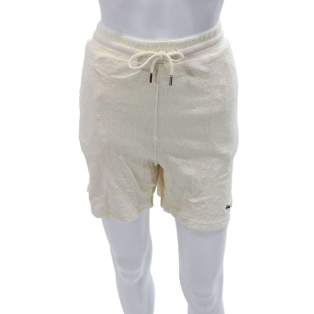Sporty & Rich Unisex Sweat Shorts Ivory Cotton Drawstring Size L